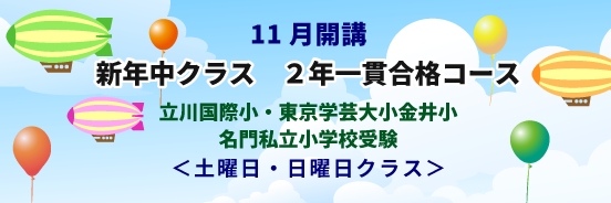 立川国際小、東京学芸大小金井小、私立名門小受験 年中クラス